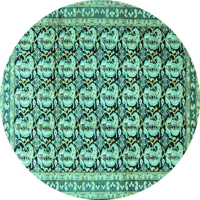 Round Persian Turquoise Traditional Rug, tr3423turq