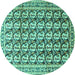 Round Machine Washable Persian Turquoise Traditional Area Rugs, wshtr3423turq