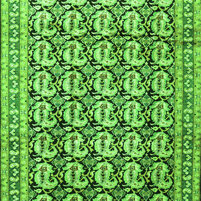 Serging Thickness of Machine Washable Persian Green Traditional Area Rugs, wshtr3423grn
