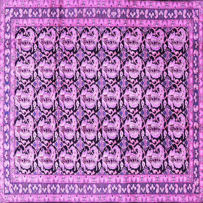 Square Machine Washable Persian Purple Traditional Area Rugs, wshtr3423pur