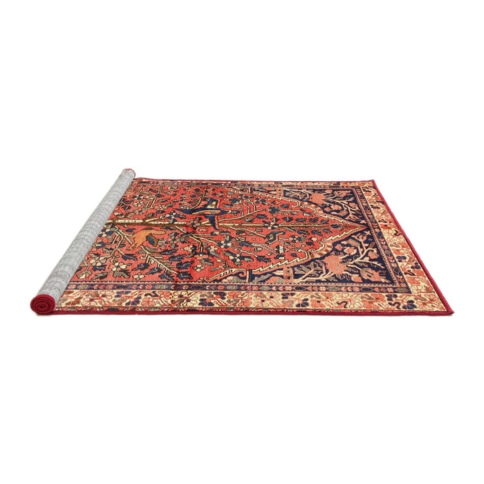 Sideview of Machine Washable Traditional Sand Brown Rug, wshtr3424