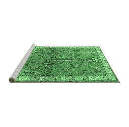 Sideview of Machine Washable Animal Emerald Green Traditional Area Rugs, wshtr3424emgrn