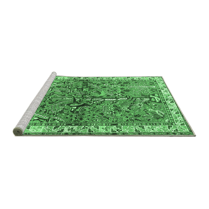 Sideview of Machine Washable Animal Emerald Green Traditional Area Rugs, wshtr3424emgrn