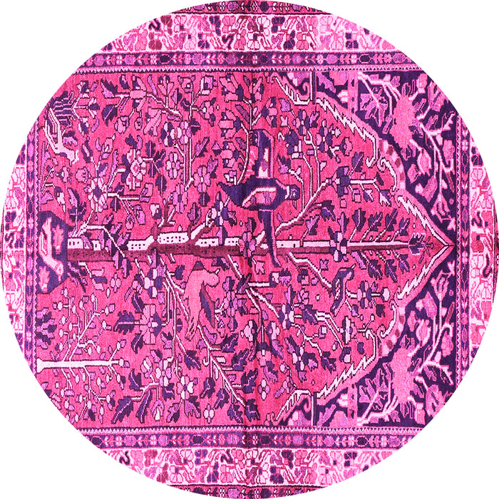 Round Animal Pink Traditional Rug, tr3424pnk