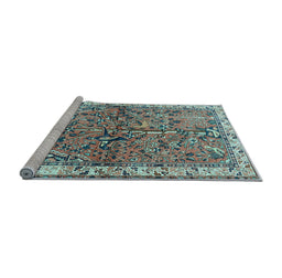 Sideview of Machine Washable Animal Light Blue Traditional Rug, wshtr3424lblu