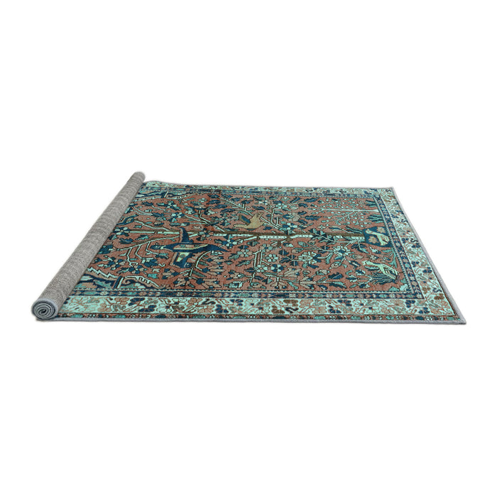 Sideview of Machine Washable Animal Light Blue Traditional Rug, wshtr3424lblu