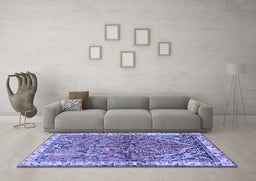 Machine Washable Animal Blue Traditional Rug in a Living Room, wshtr3424blu