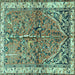 Square Animal Turquoise Traditional Rug, tr3424turq