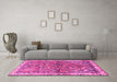 Machine Washable Animal Pink Traditional Rug in a Living Room, wshtr3424pnk