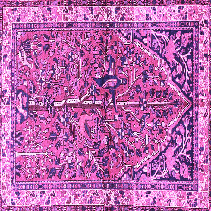 Square Machine Washable Animal Purple Traditional Area Rugs, wshtr3424pur
