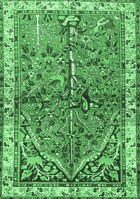 Animal Emerald Green Traditional Rug, tr3424emgrn