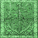 Square Animal Emerald Green Traditional Rug, tr3424emgrn