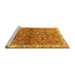 Sideview of Machine Washable Animal Yellow Traditional Rug, wshtr3424yw