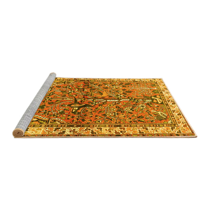 Sideview of Machine Washable Animal Yellow Traditional Rug, wshtr3424yw