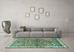 Machine Washable Animal Turquoise Traditional Area Rugs in a Living Room,, wshtr3424turq