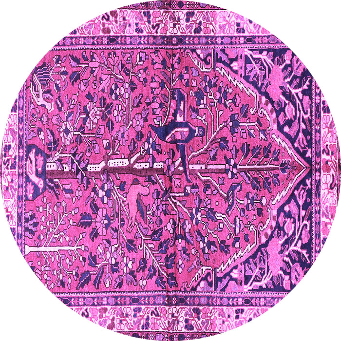 Round Animal Purple Traditional Rug, tr3424pur