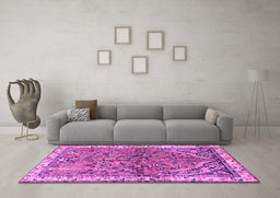 Machine Washable Animal Purple Traditional Area Rugs in a Living Room, wshtr3424pur
