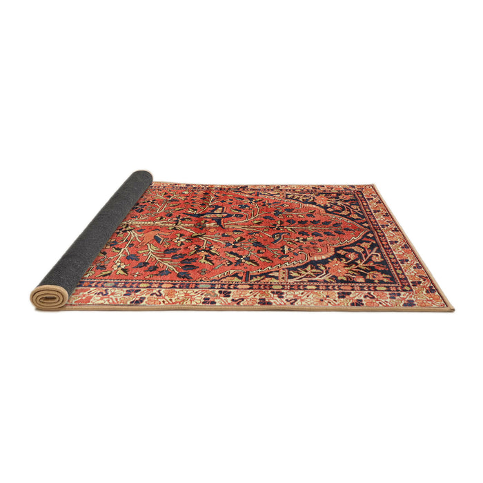 Sideview of Traditional Sand Brown Animal Rug, tr3425