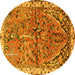 Round Animal Yellow Traditional Rug, tr3425yw