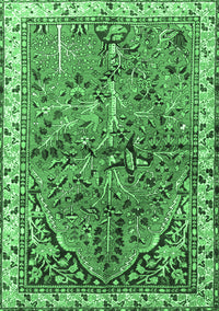 Animal Emerald Green Traditional Rug, tr3425emgrn