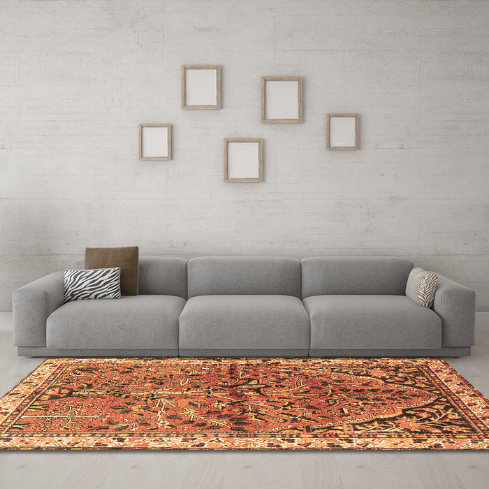 Machine Washable Animal Brown Traditional Rug in a Living Room,, wshtr3425brn