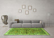 Machine Washable Animal Green Traditional Area Rugs in a Living Room,, wshtr3425grn