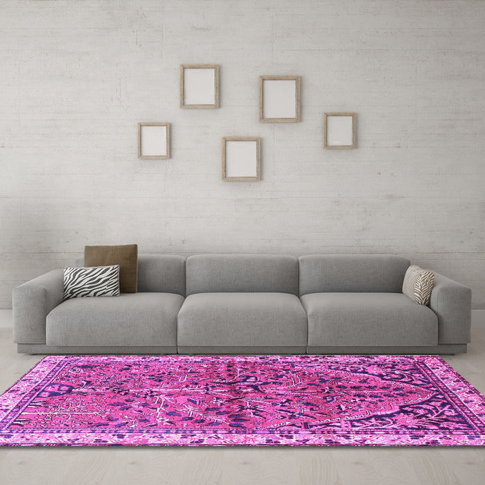 Machine Washable Animal Purple Traditional Area Rugs in a Living Room, wshtr3425pur
