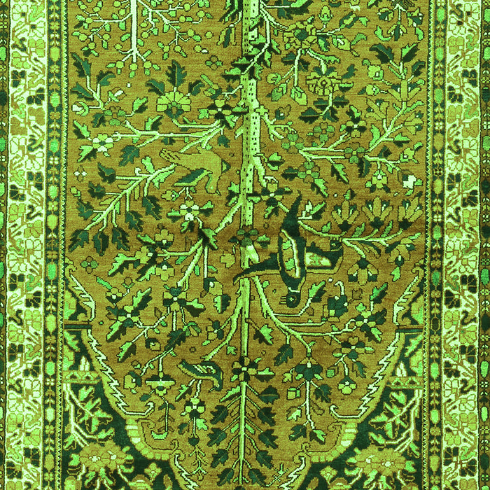 Serging Thickness of Machine Washable Animal Green Traditional Area Rugs, wshtr3425grn