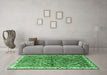 Machine Washable Animal Emerald Green Traditional Area Rugs in a Living Room,, wshtr3425emgrn