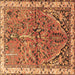 Square Animal Brown Traditional Rug, tr3425brn