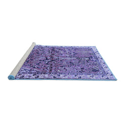 Sideview of Machine Washable Animal Blue Traditional Rug, wshtr3425blu