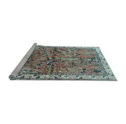 Sideview of Machine Washable Animal Light Blue Traditional Rug, wshtr3425lblu