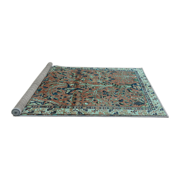 Sideview of Machine Washable Animal Light Blue Traditional Rug, wshtr3425lblu