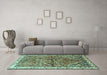 Machine Washable Animal Turquoise Traditional Area Rugs in a Living Room,, wshtr3425turq