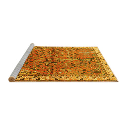 Sideview of Machine Washable Animal Yellow Traditional Rug, wshtr3425yw
