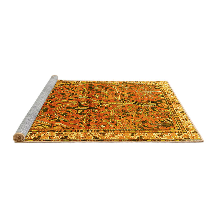 Sideview of Machine Washable Animal Yellow Traditional Rug, wshtr3425yw