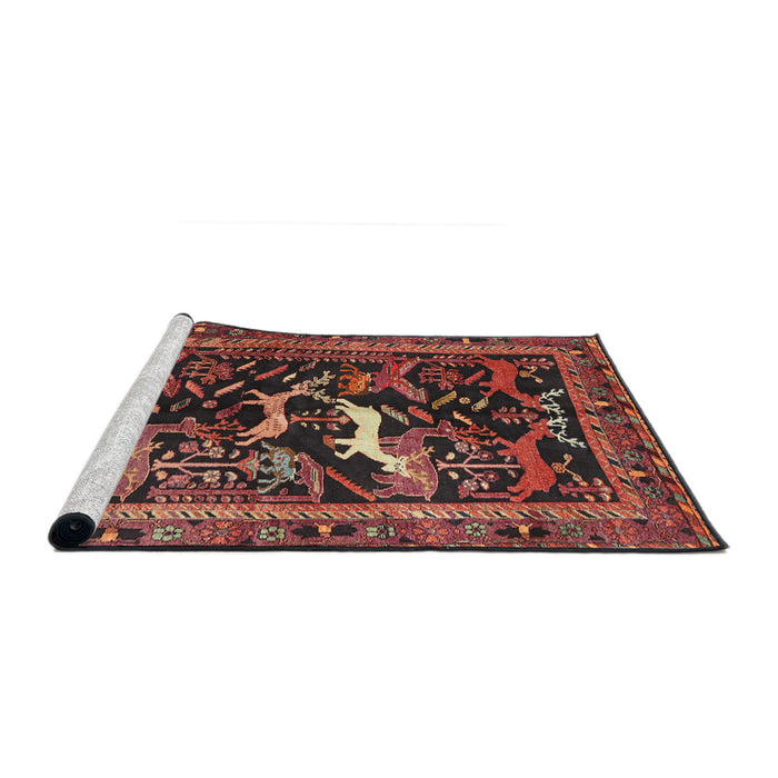 Sideview of Machine Washable Traditional Rust Pink Rug, wshtr3426