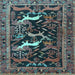 Square Animal Light Blue Traditional Rug, tr3426lblu