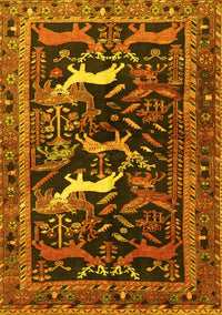 Animal Yellow Traditional Rug, tr3426yw