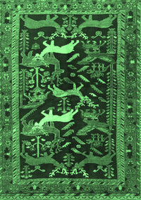 Animal Emerald Green Traditional Rug, tr3426emgrn