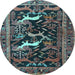 Round Animal Light Blue Traditional Rug, tr3426lblu