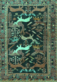 Animal Turquoise Traditional Rug, tr3426turq