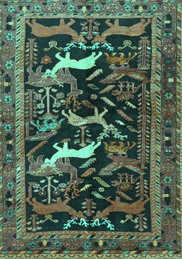 Animal Turquoise Traditional Rug, tr3426turq
