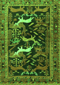 Animal Green Traditional Rug, tr3426grn