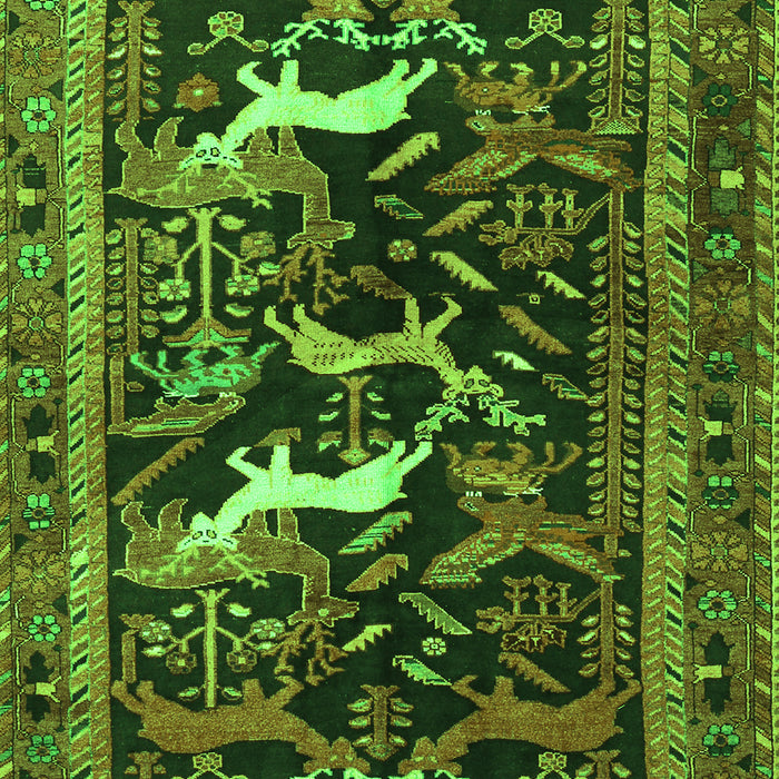 Animal Green Traditional Rug, tr3426grn