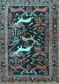 Animal Light Blue Traditional Rug, tr3426lblu