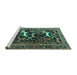 Sideview of Machine Washable Animal Turquoise Traditional Area Rugs, wshtr3426turq