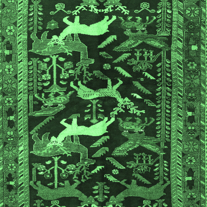Machine Washable Animal Emerald Green Traditional Area Rugs, wshtr3426emgrn