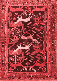 Animal Red Traditional Rug, tr3426red