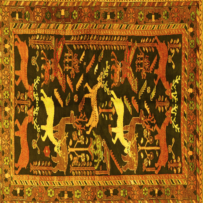 Square Animal Yellow Traditional Rug, tr3426yw